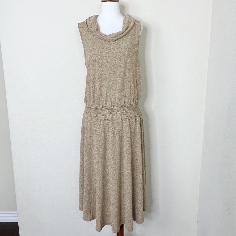 Soft Surroundings Kerry Knit Sleeveless Cowl Neck Tan Dress - Picture 3 of 13